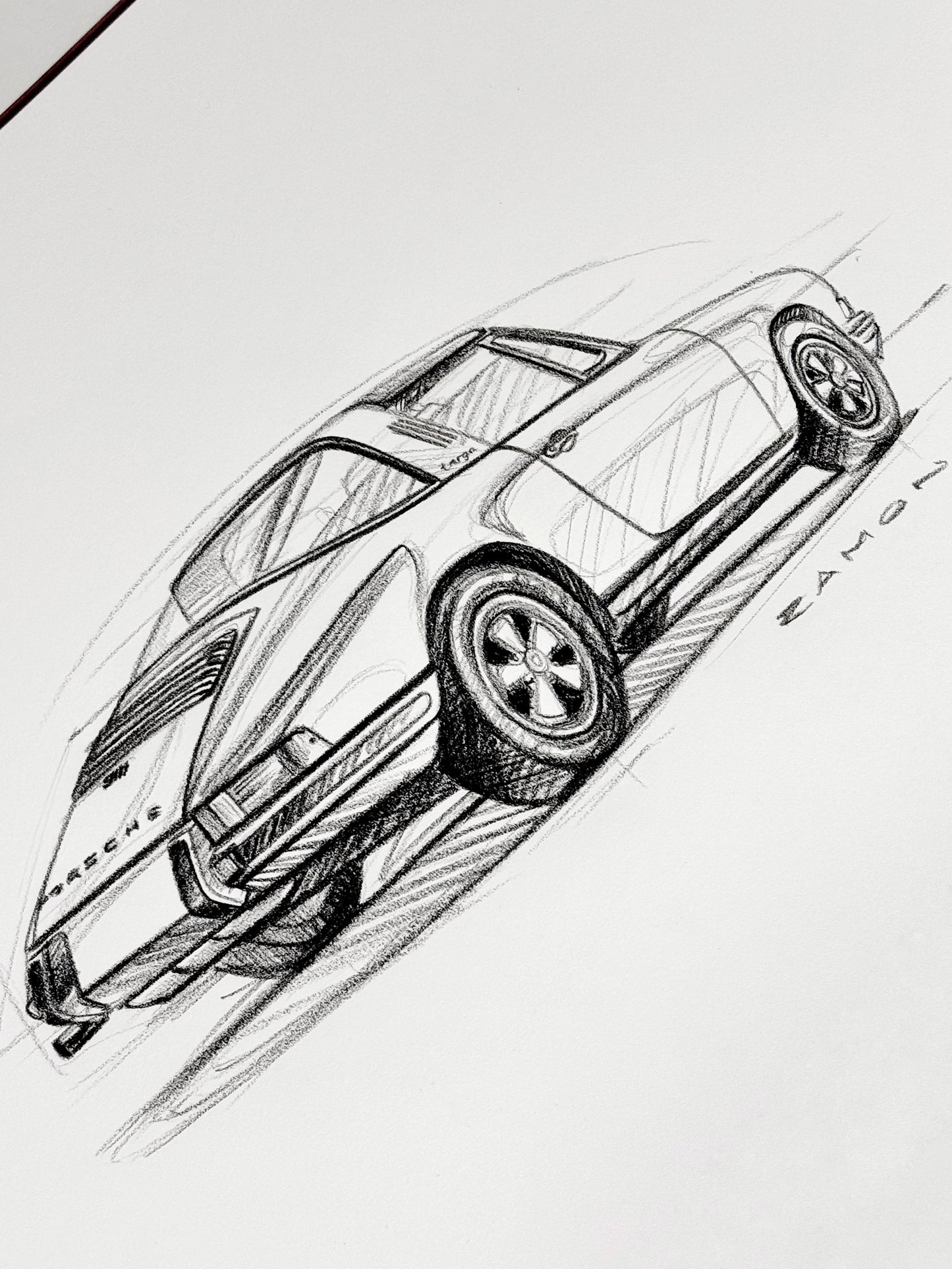 Ramon Bäurle "PORSCHE 911 URMODELL TARGA" 30x40cm