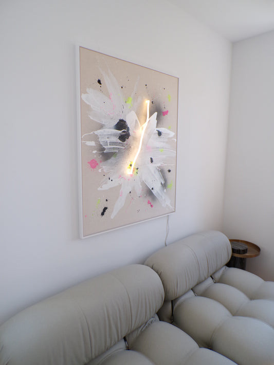 Janika König "Flowery Black Pink" 110x90 cm