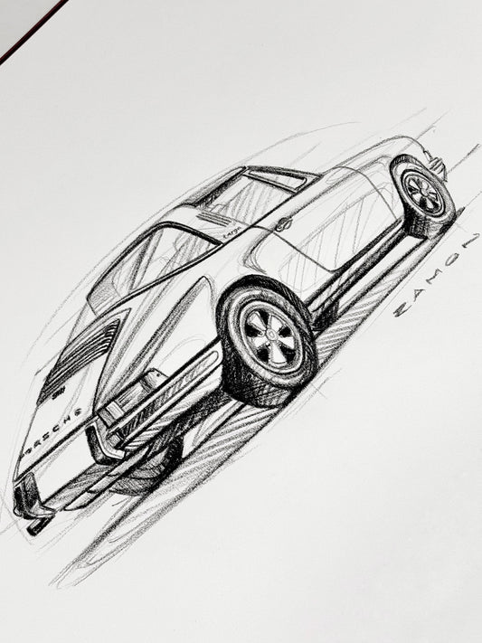 Ramon Bäurle "PORSCHE 911 URMODELL TARGA" 30x40cm