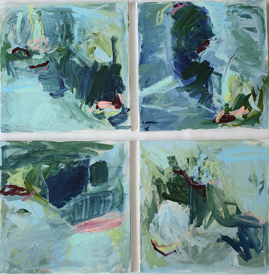 Jutta Widrinsky 4er-Serie "DAILY DOSE OF GREEN" 40x40 cm