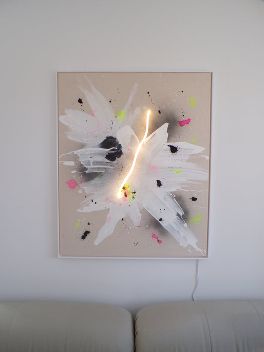 Janika König "Flowery Black Pink" 110x90 cm